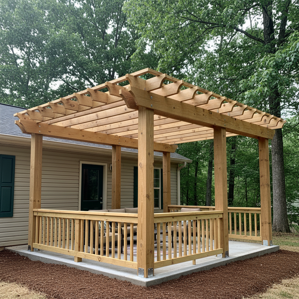 Completed pergola construction work at a residential property in Ringgold, GA