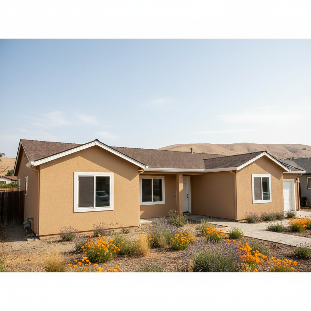 Completed stucco replacement work at a residential property in Tracy, CA