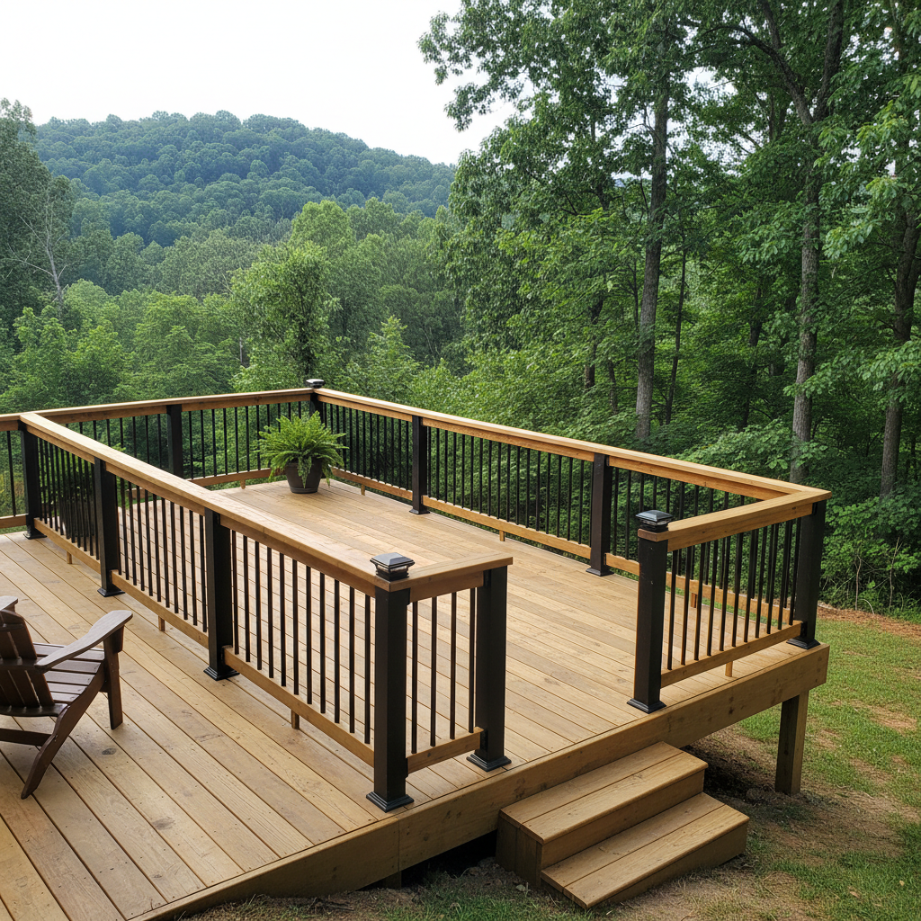 Completed deck railing installation work at a residential property in Ringgold, GA