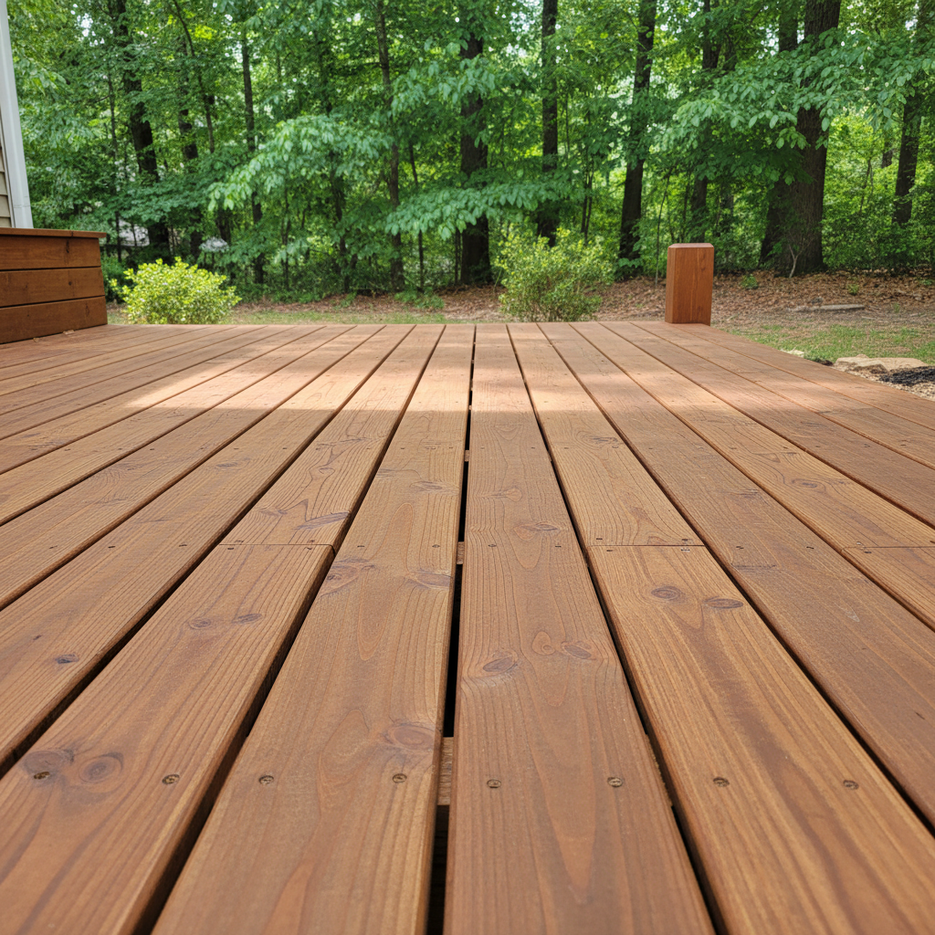 Completed deck construction work at a residential property in Warner Robins, GA