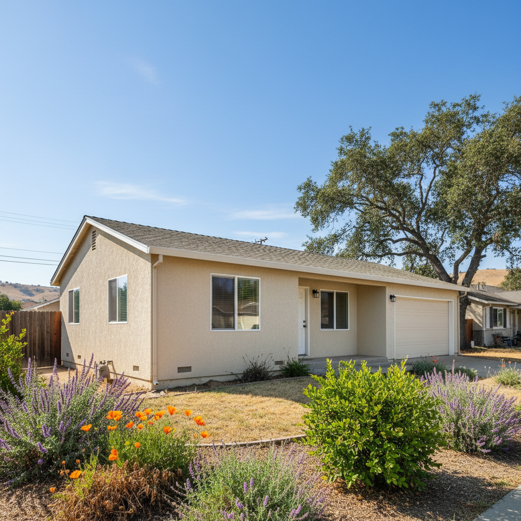Completed stucco removal work at a residential property in Concord, CA