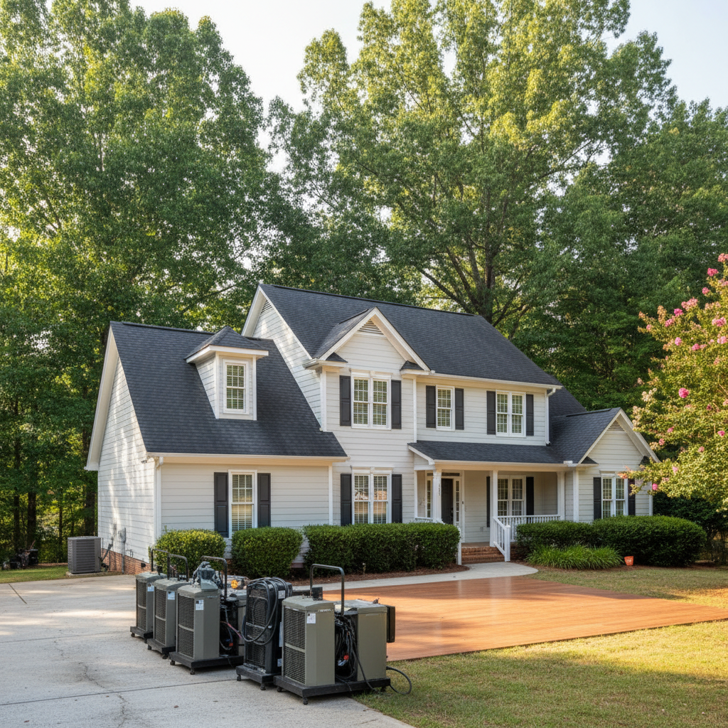 Completed structural drying work at a residential property in Baldwin, GA