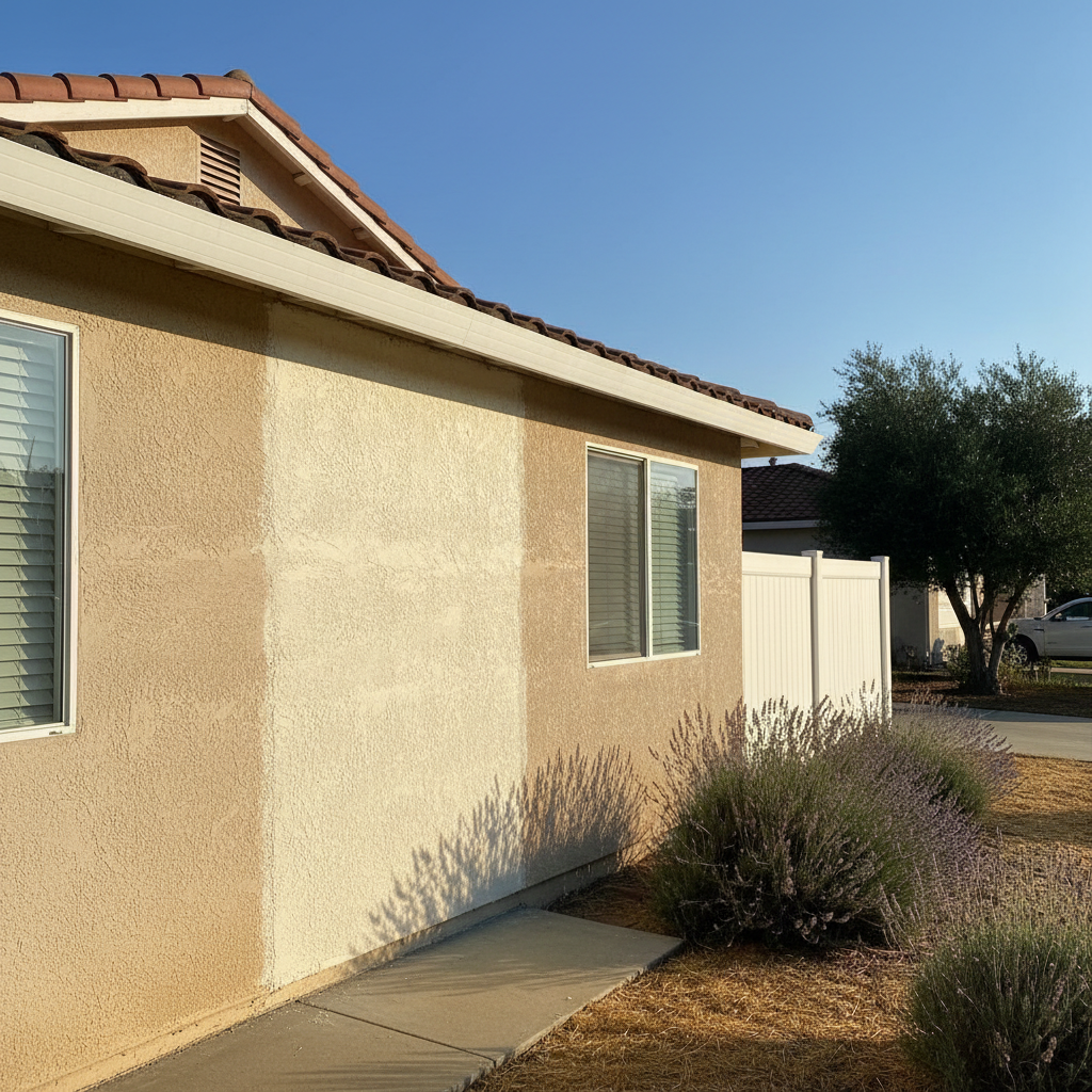 Completed stucco repair work at a residential property in Lodi, CA