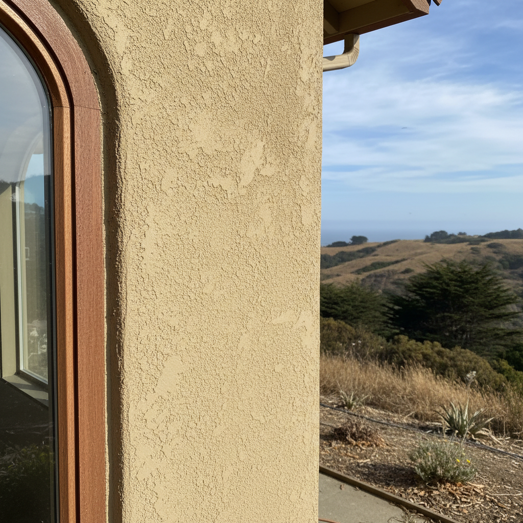 Completed stucco painting work at a residential property in Pacifica, CA