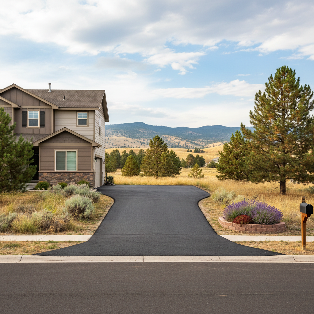 Completed driveway paving work at a residential property in Boise, ID