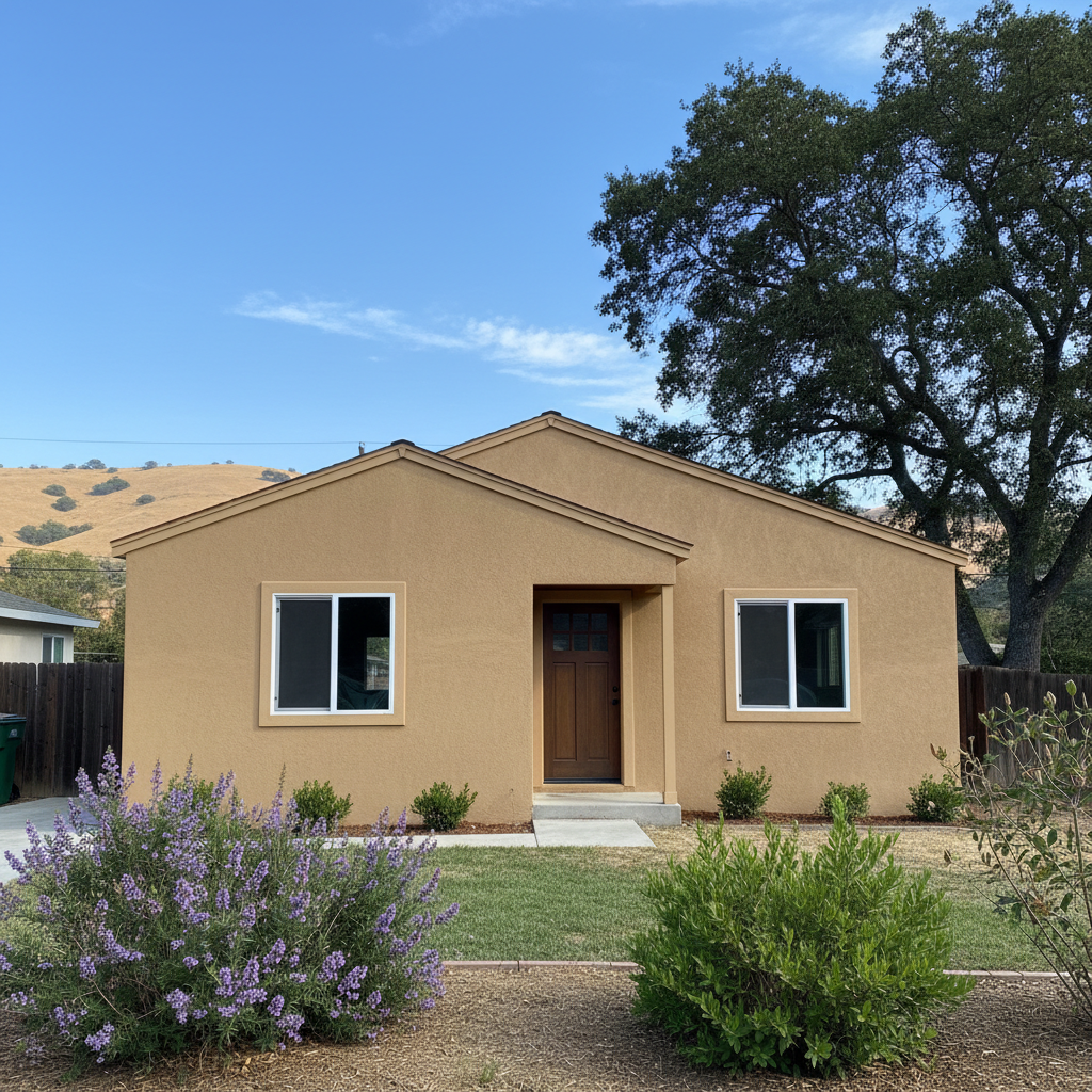 Completed stucco installation work at a residential property in Concord, CA