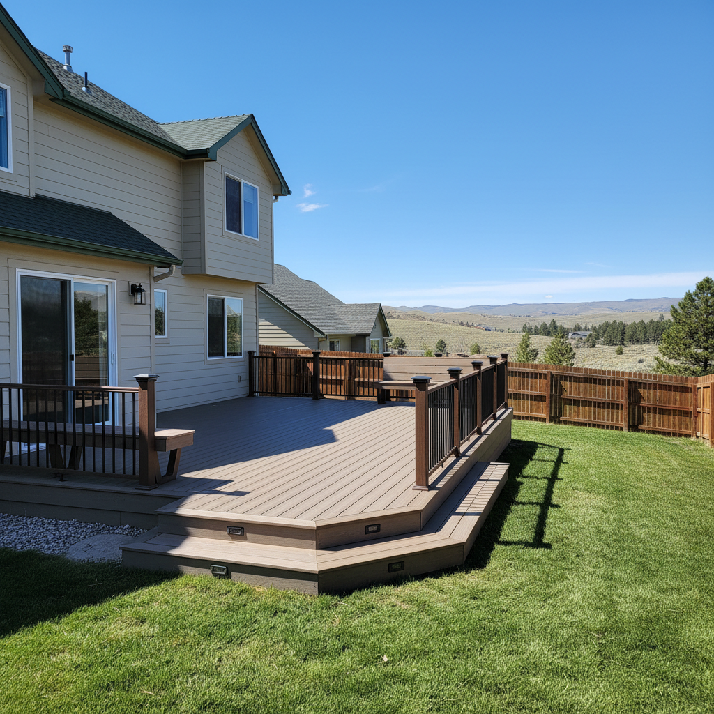 Completed trex decks work at a residential property in Boise, ID