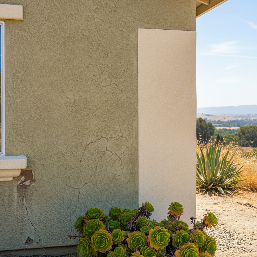 Completed stucco painting work at a residential property in Concord, CA