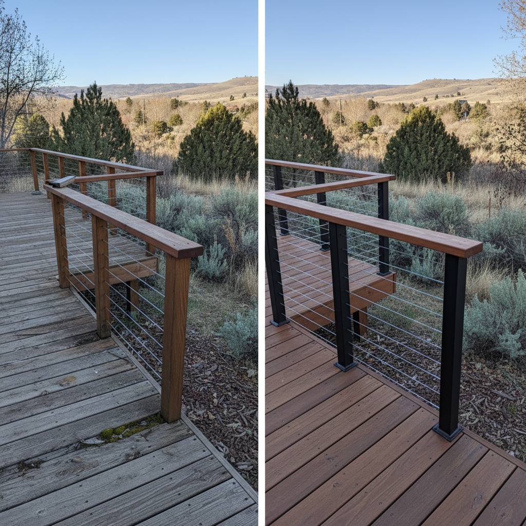 Completed deck railing installation work at a residential property in Boise, ID