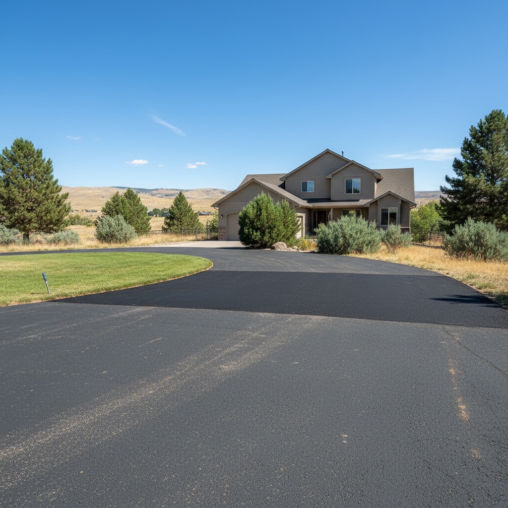 Completed asphalt repair work at a residential property in Boise, ID