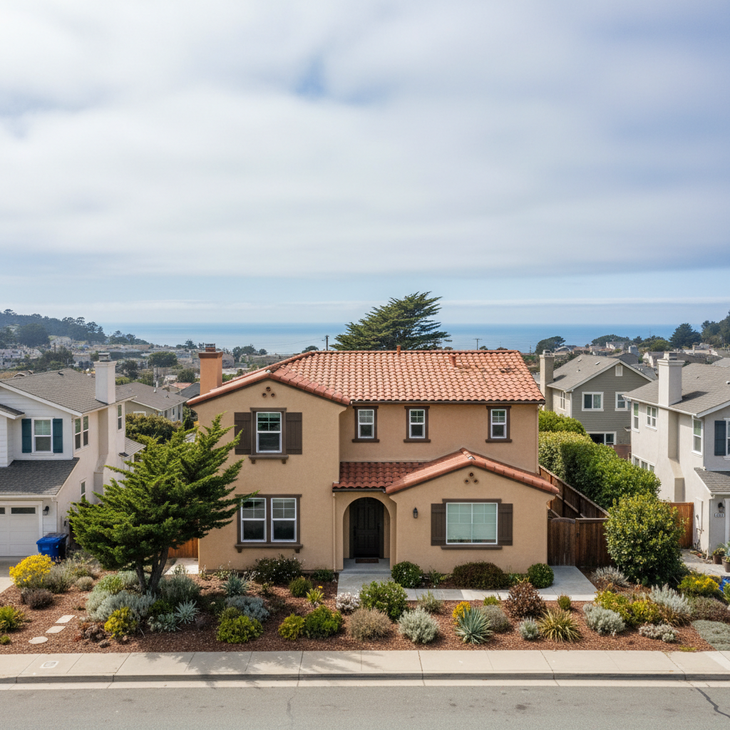 Completed residential stucco work at a residential property in Pacifica, CA