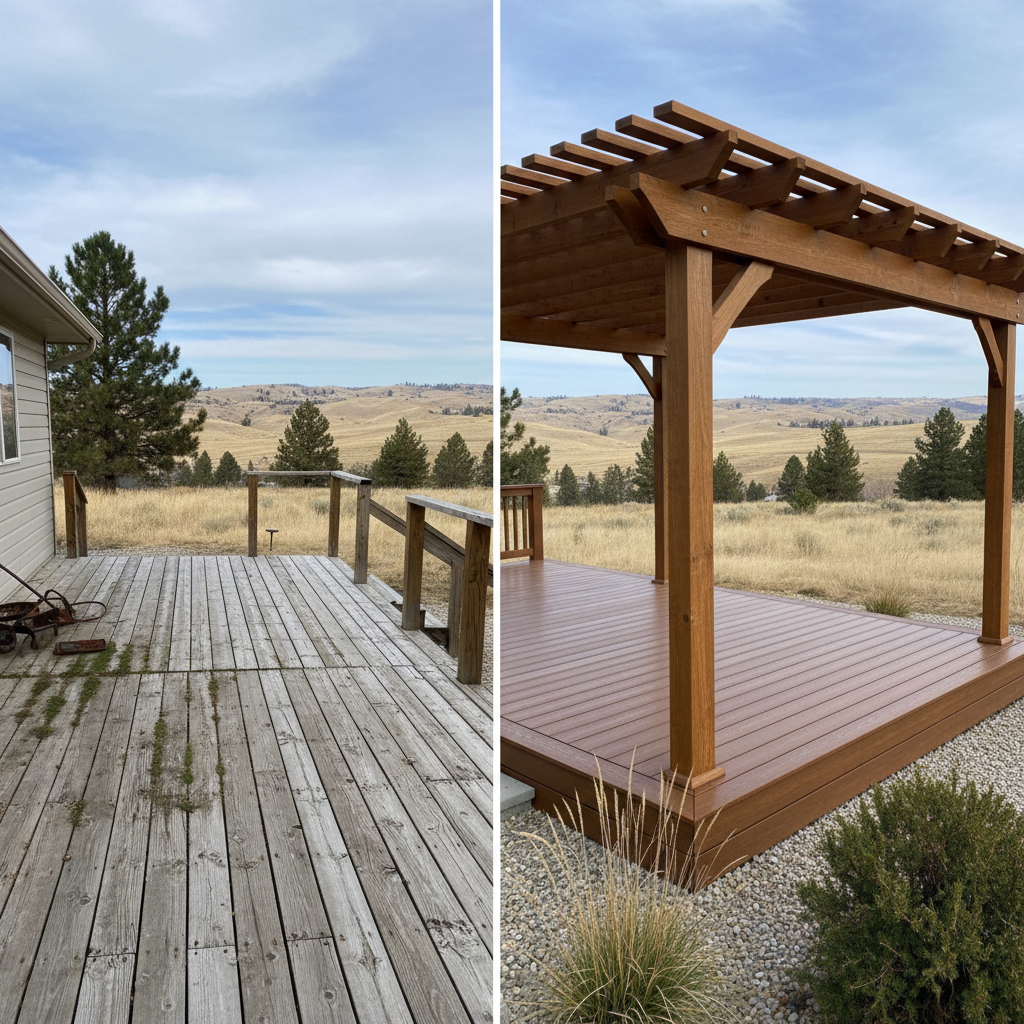 Completed pergola construction work at a residential property in Eagle, ID