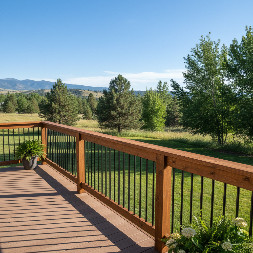 Completed deck railing installation work at a residential property in Boise, ID