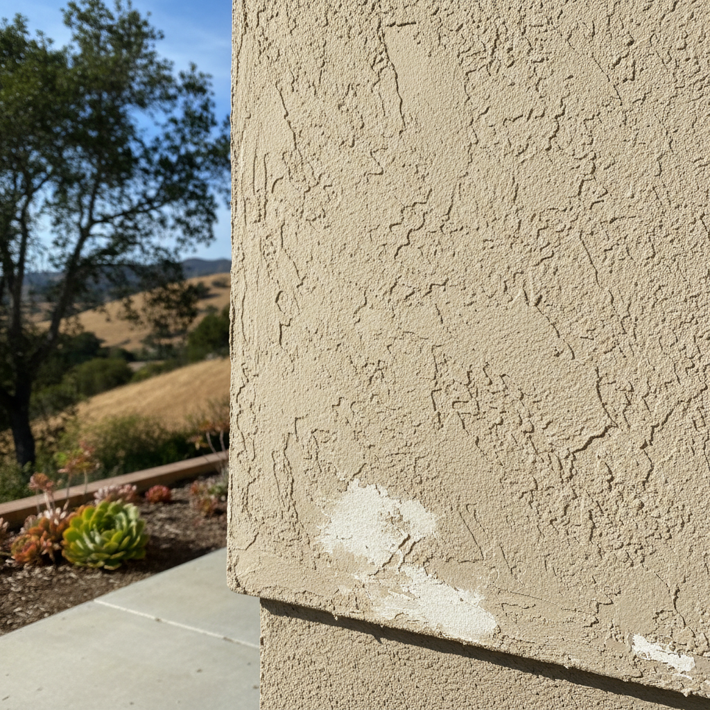 Completed stucco removal work at a residential property in Cupertino, CA