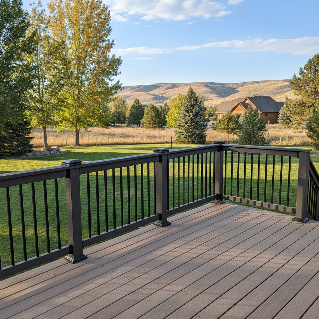 Completed deck railing installation work at a residential property in Eagle, ID