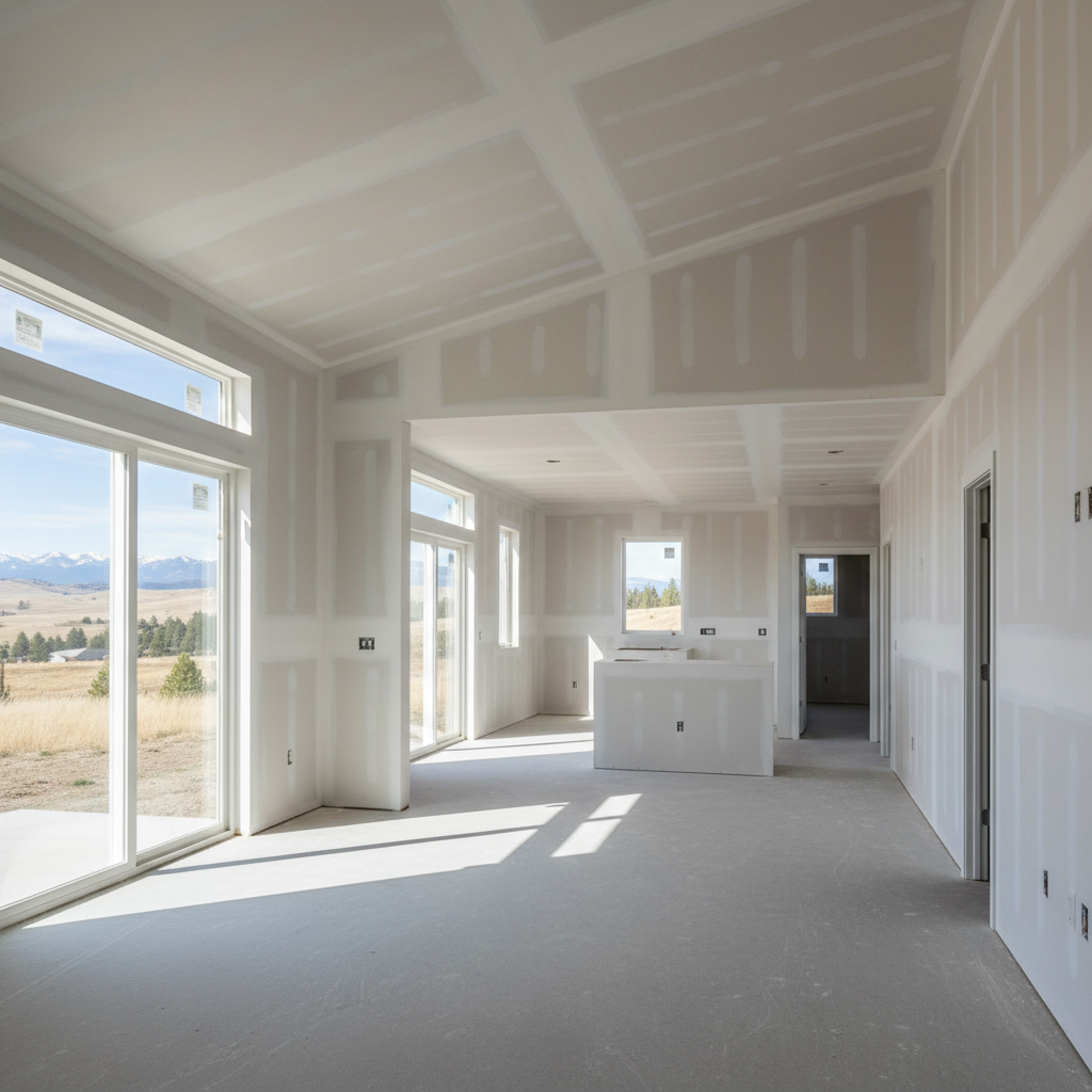 Completed sheetrock installation work at a residential property in Eagle, ID