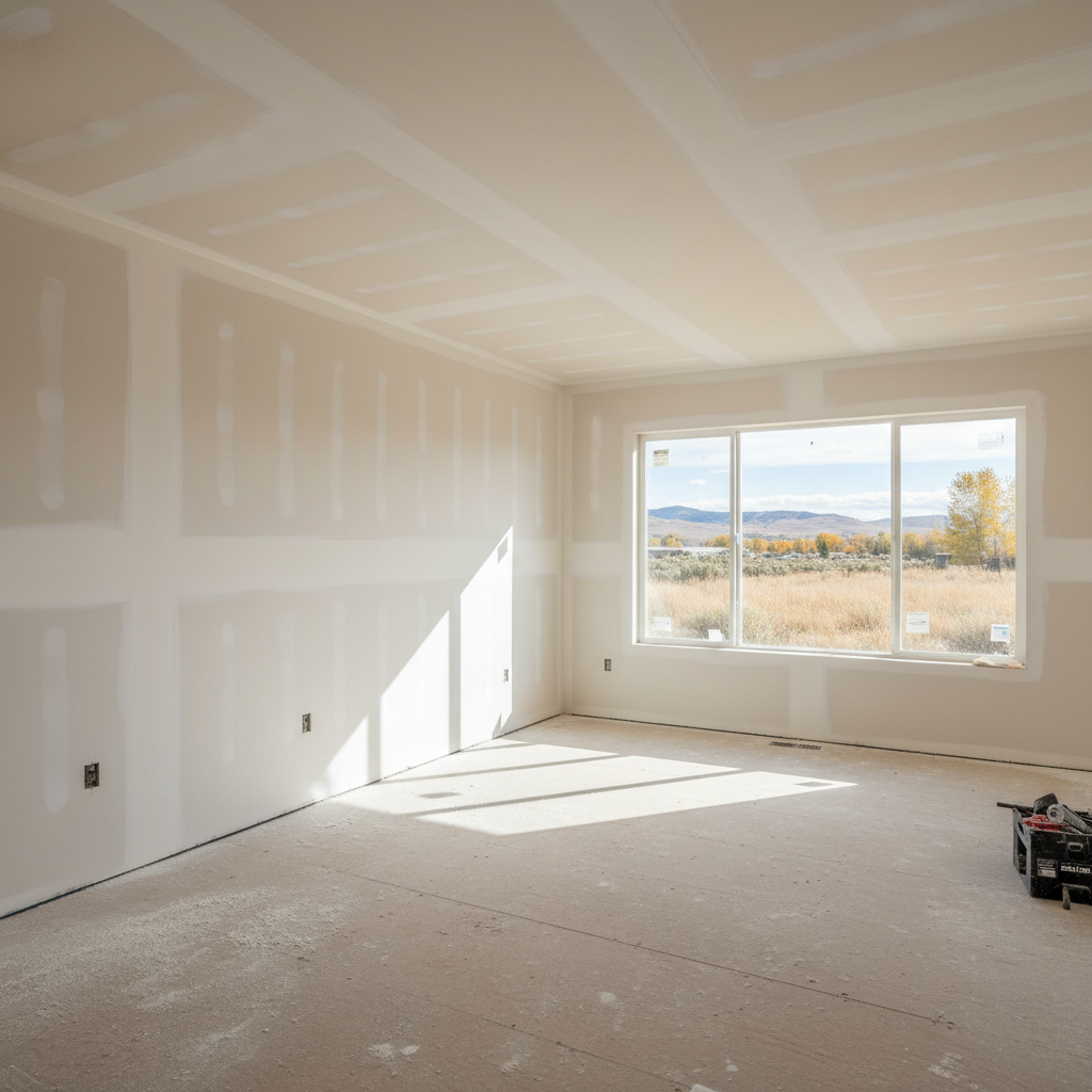 Completed drywall hanging work at a residential property in Boise, ID