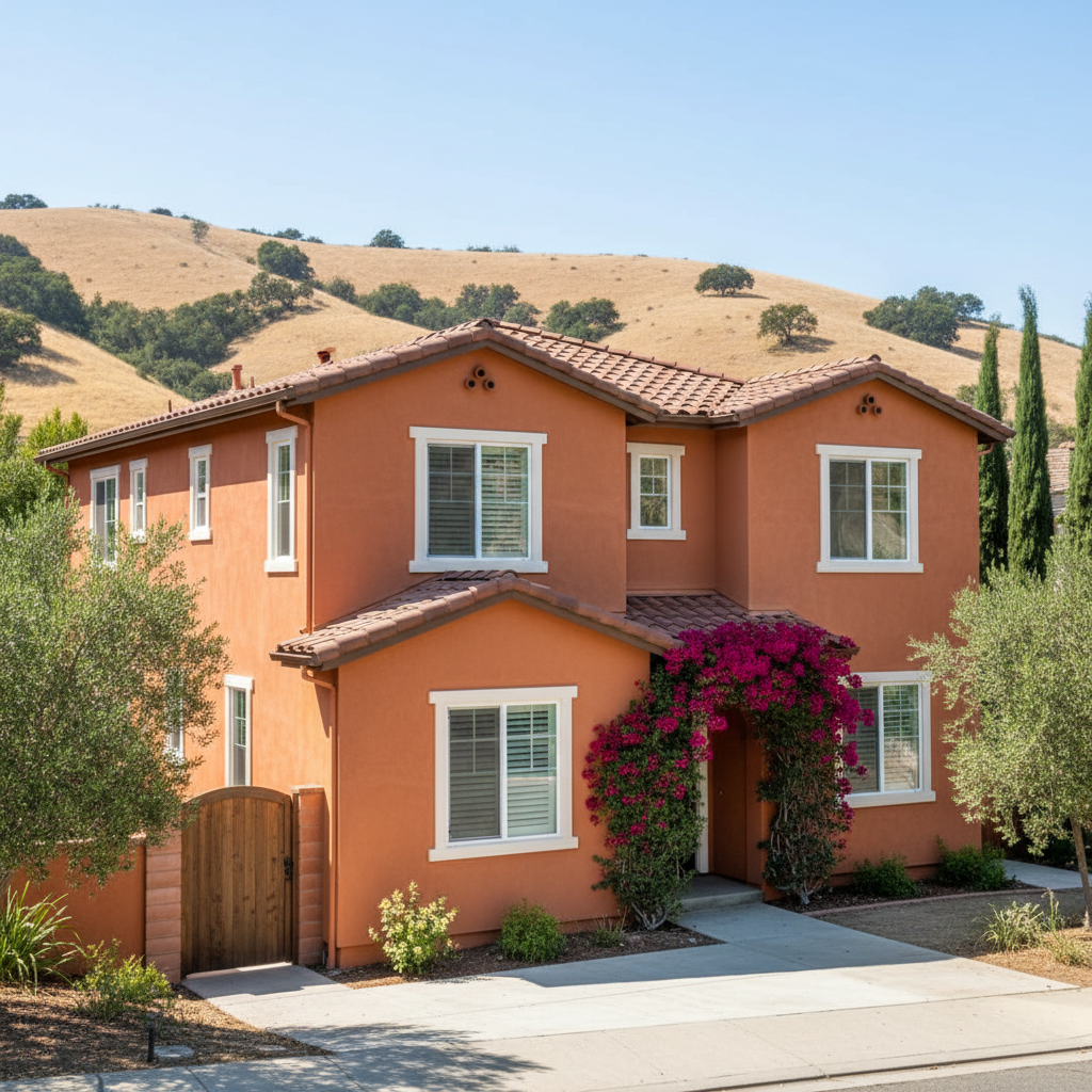 Completed stucco painting work at a residential property in Saratoga, CA
