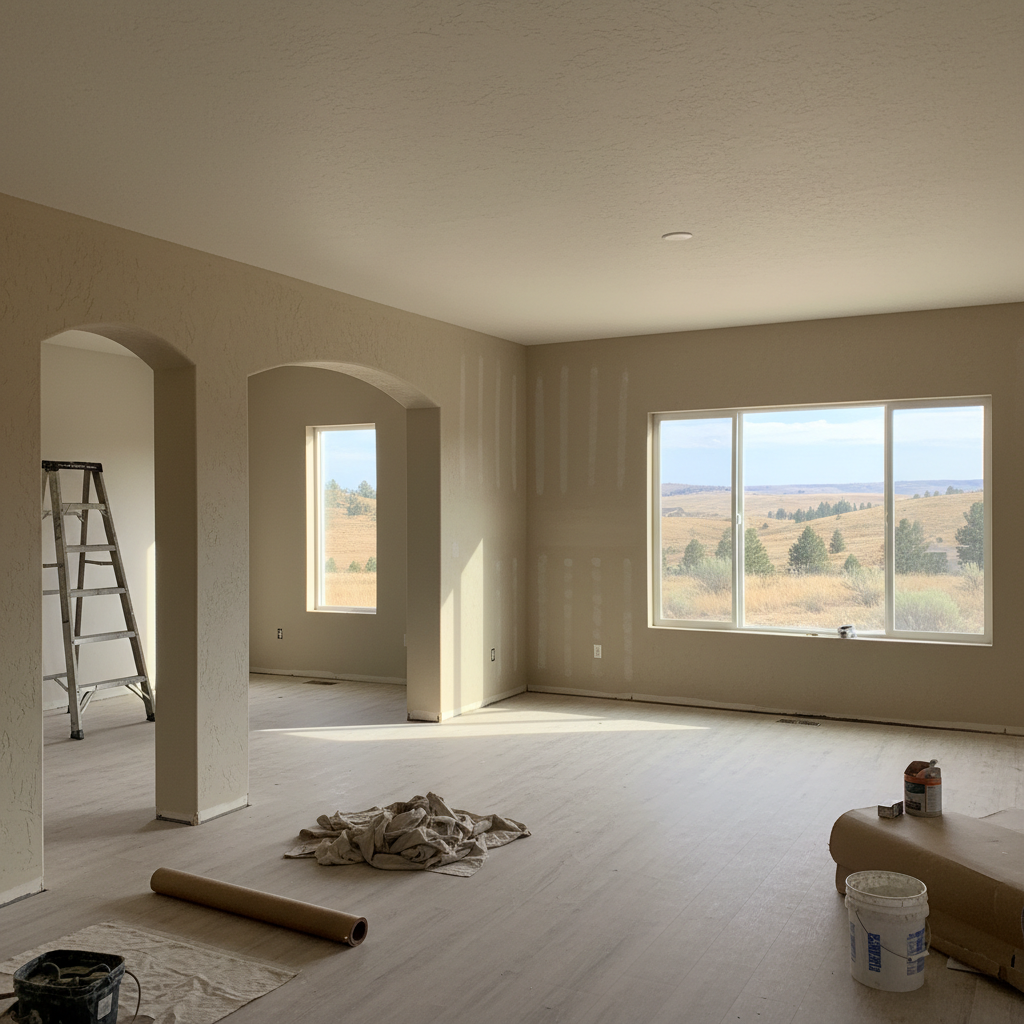 Completed drywall texturing work at a residential property in Eagle, ID