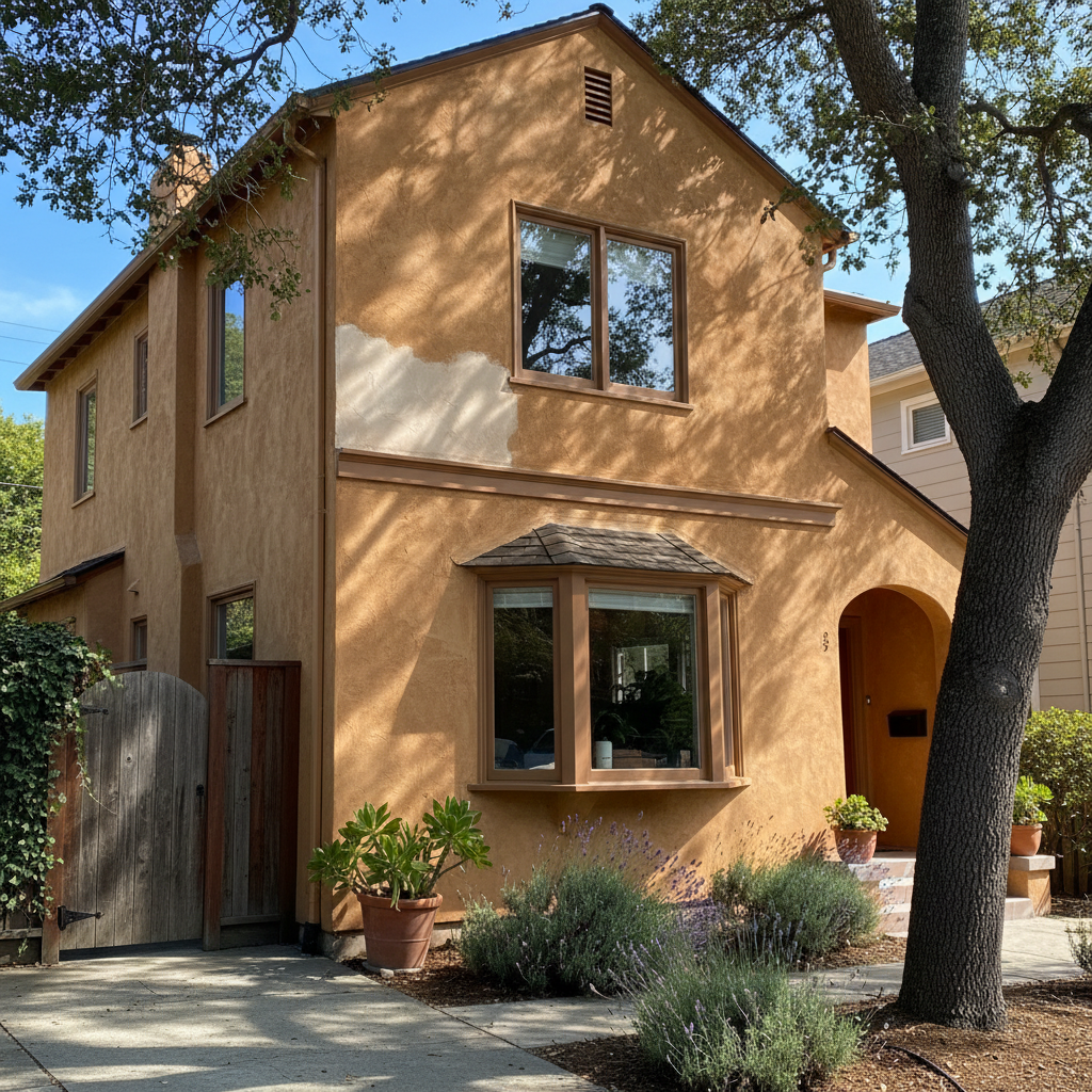 Completed stucco repair work at a residential property in Berkeley, CA