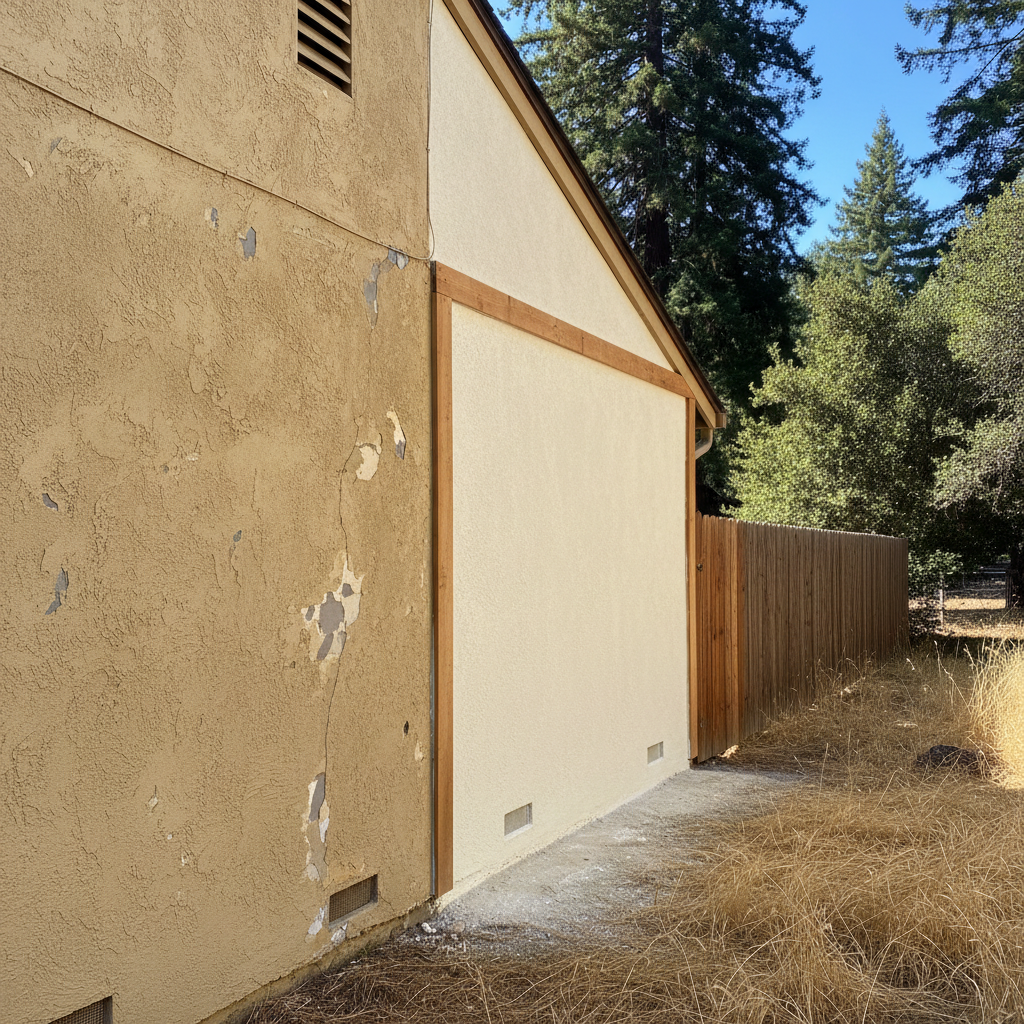 Completed residential stucco work at a residential property in Ben Lomond, CA