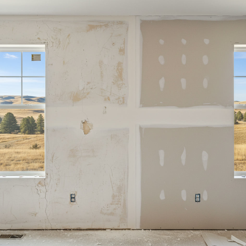 Completed sheetrock installation work at a residential property in Eagle, ID