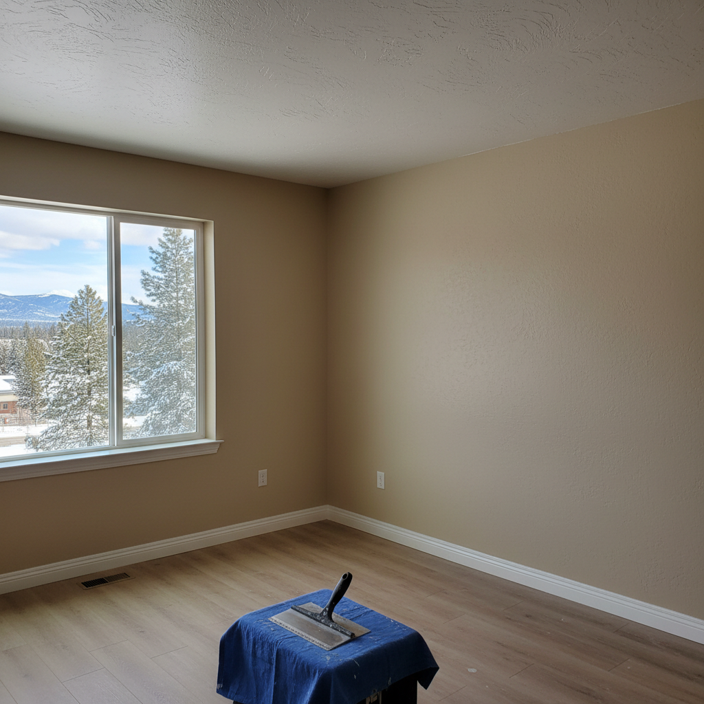 Completed drywall texturing work at a residential property in McCall, ID