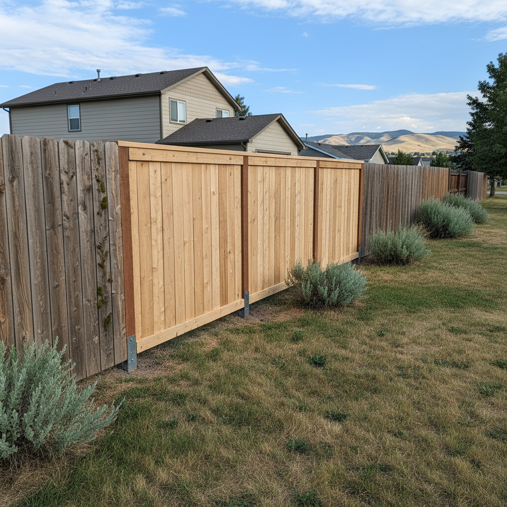 Completed fence repair work at a residential property in Boise, ID