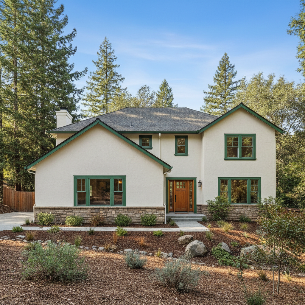 Completed stucco replacement work at a residential property in Ben Lomond, CA