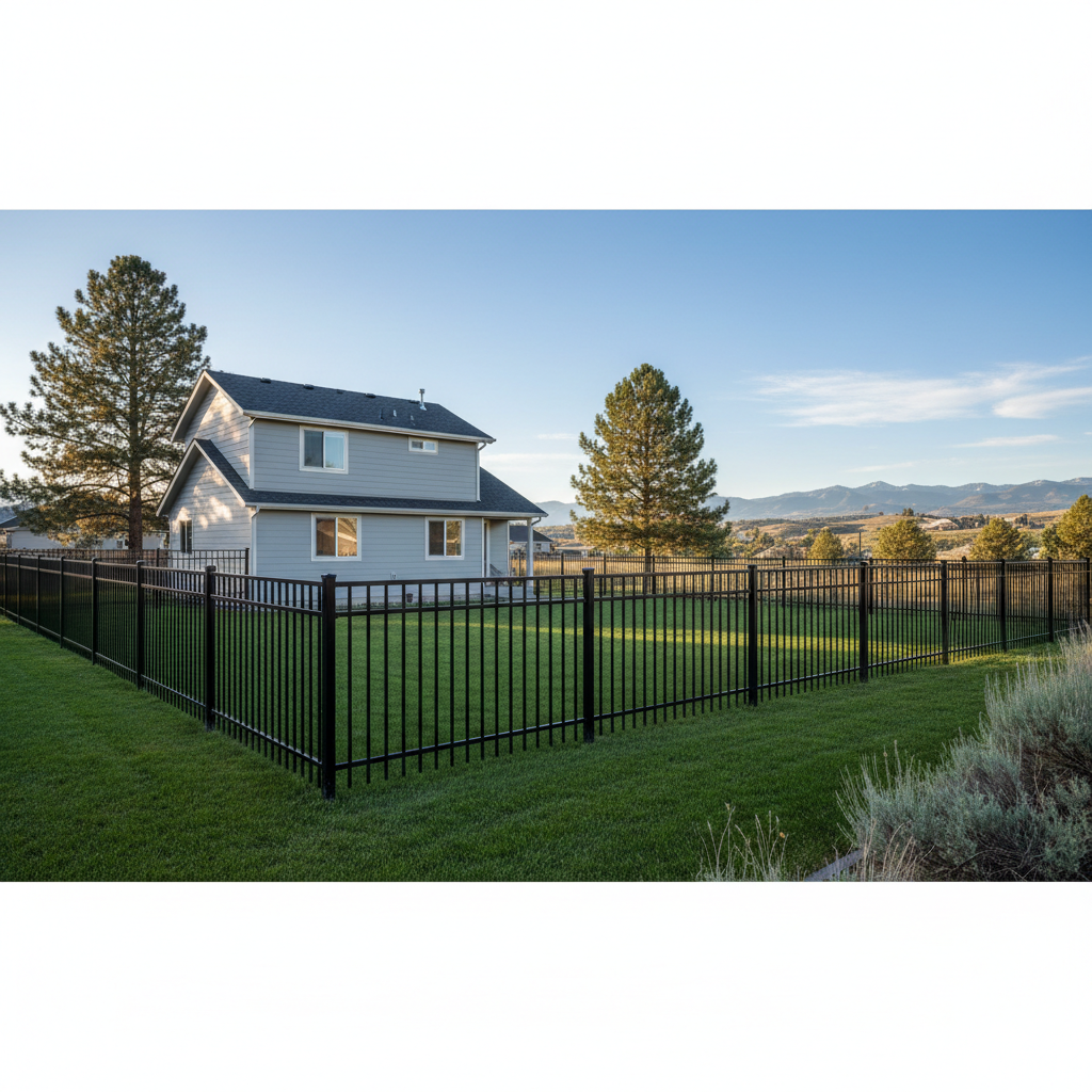 Completed aluminum fence installation work at a residential property in Boise, ID