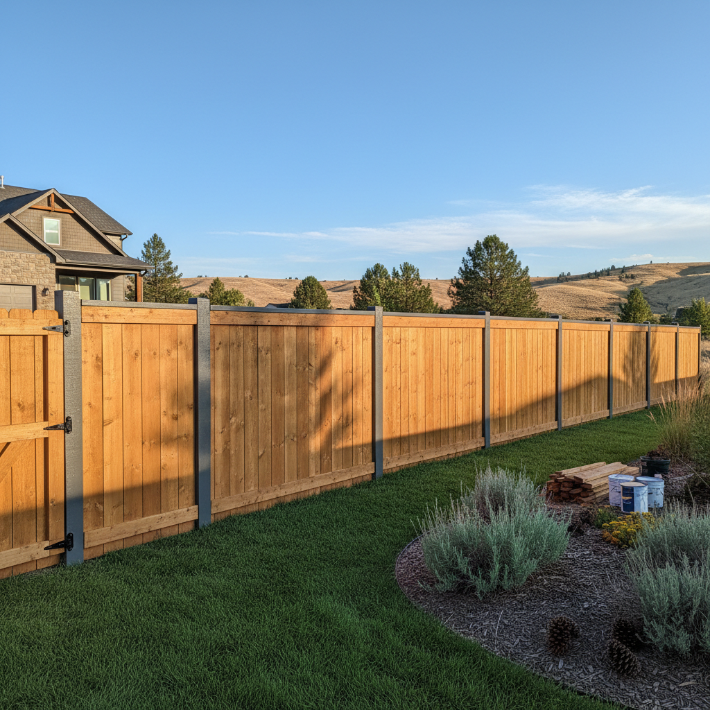 Completed fence staining and painting work at a residential property in Boise, ID