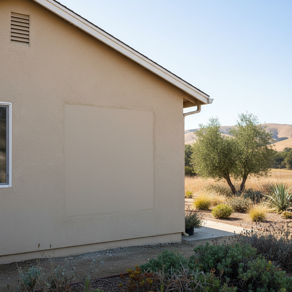 Completed stucco repair work at a residential property in Hollister, CA
