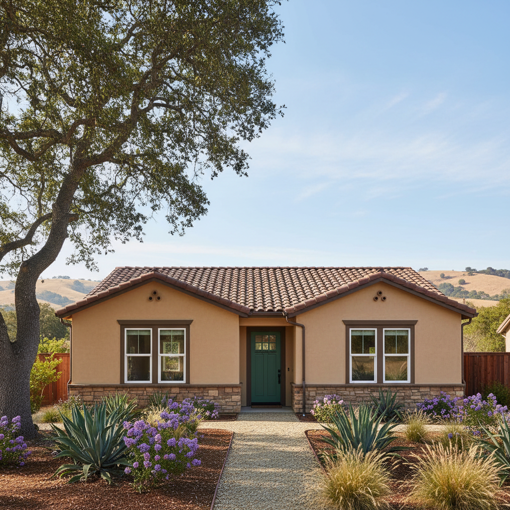 Completed stucco installation work at a residential property in Castro Valley, CA