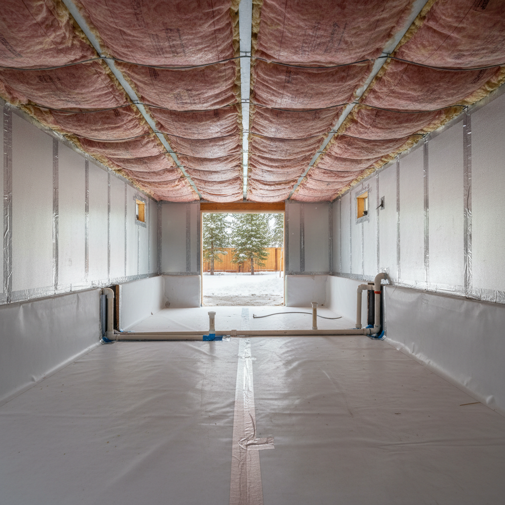 Completed crawl space insulation work at a residential property in McCall, ID