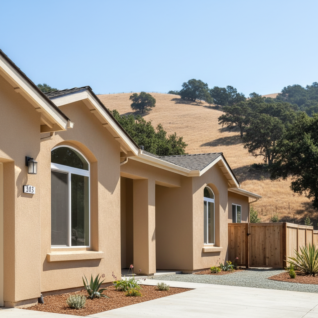 Completed residential stucco work at a residential property in Carmel Valley, CA