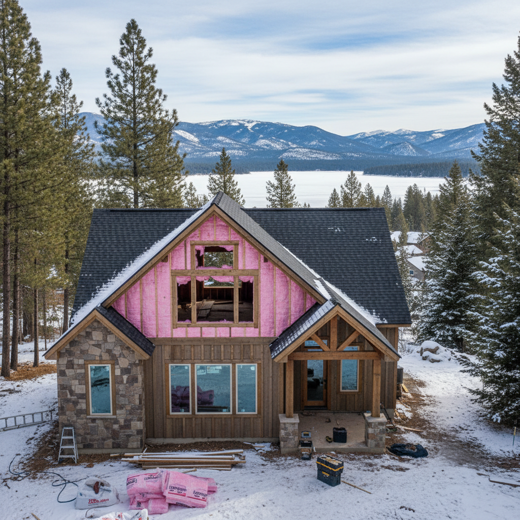 Completed batt insulation installation work at a residential property in McCall, ID