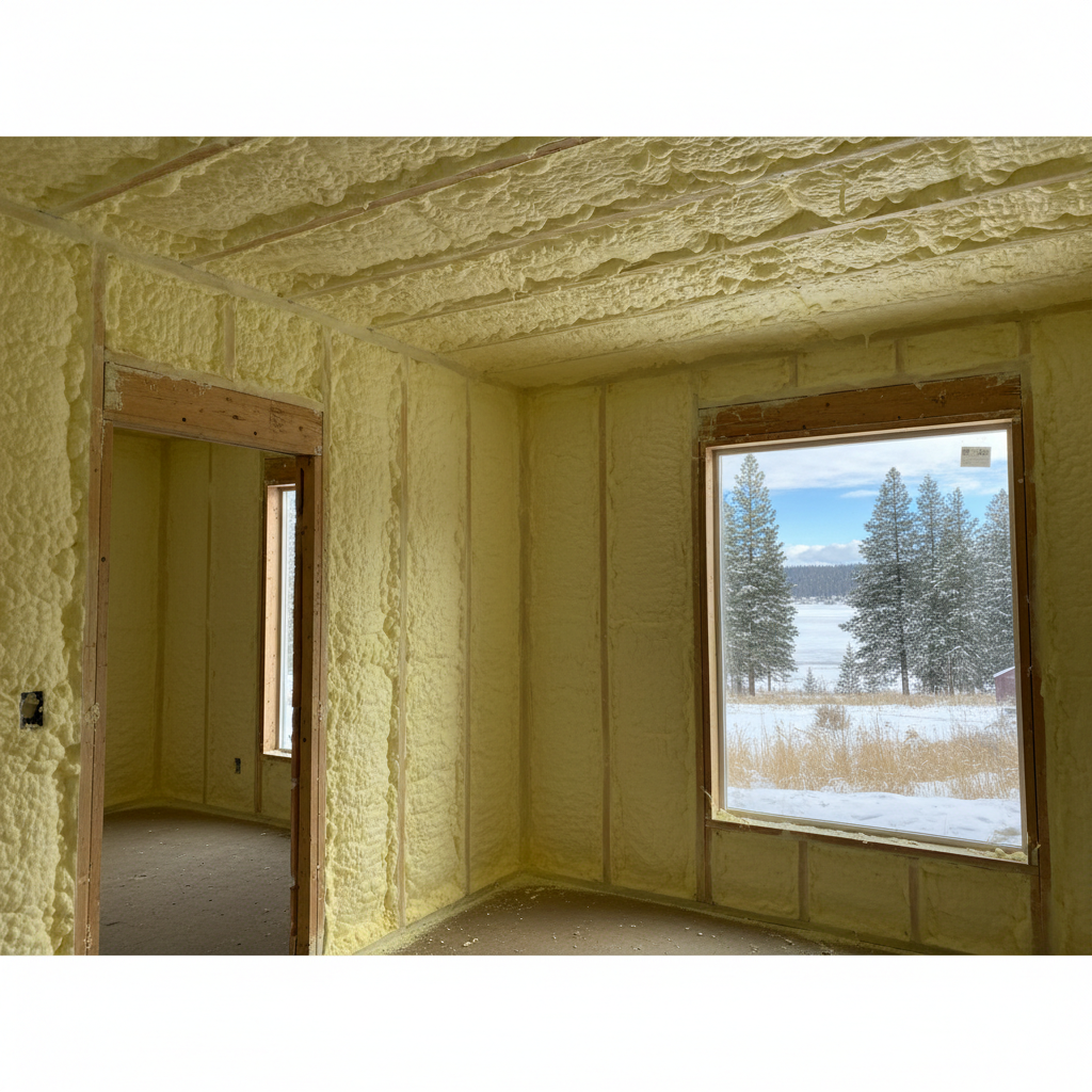 Completed open cell spray foam work at a residential property in McCall, ID