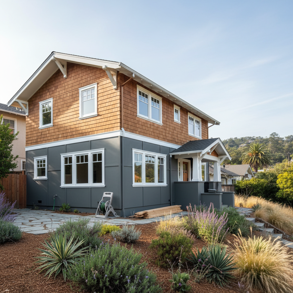 Completed stucco removal work at a residential property in Berkeley, CA