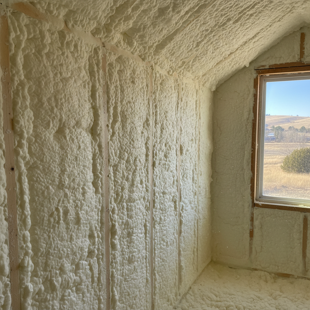 Completed open cell spray foam work at a residential property in Meridian, ID
