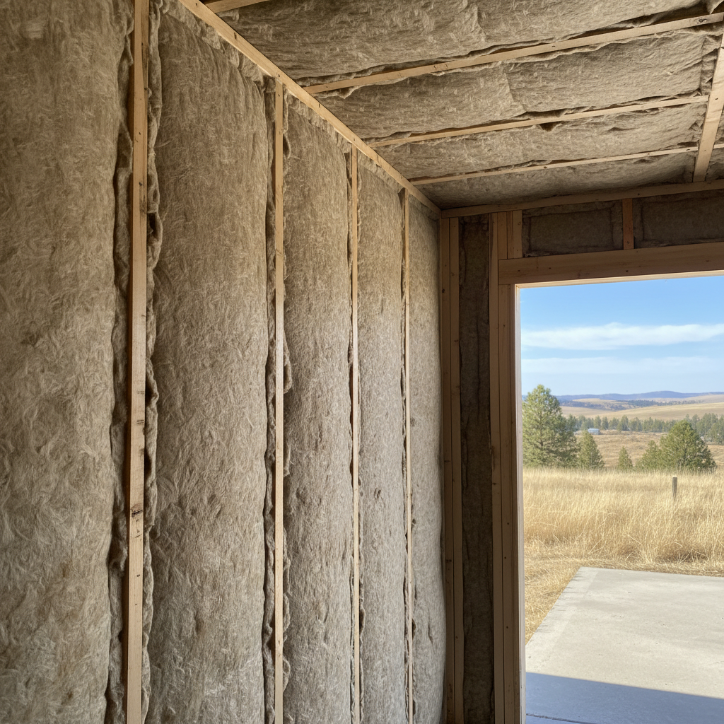 Completed garage insulation work at a residential property in Meridian, ID