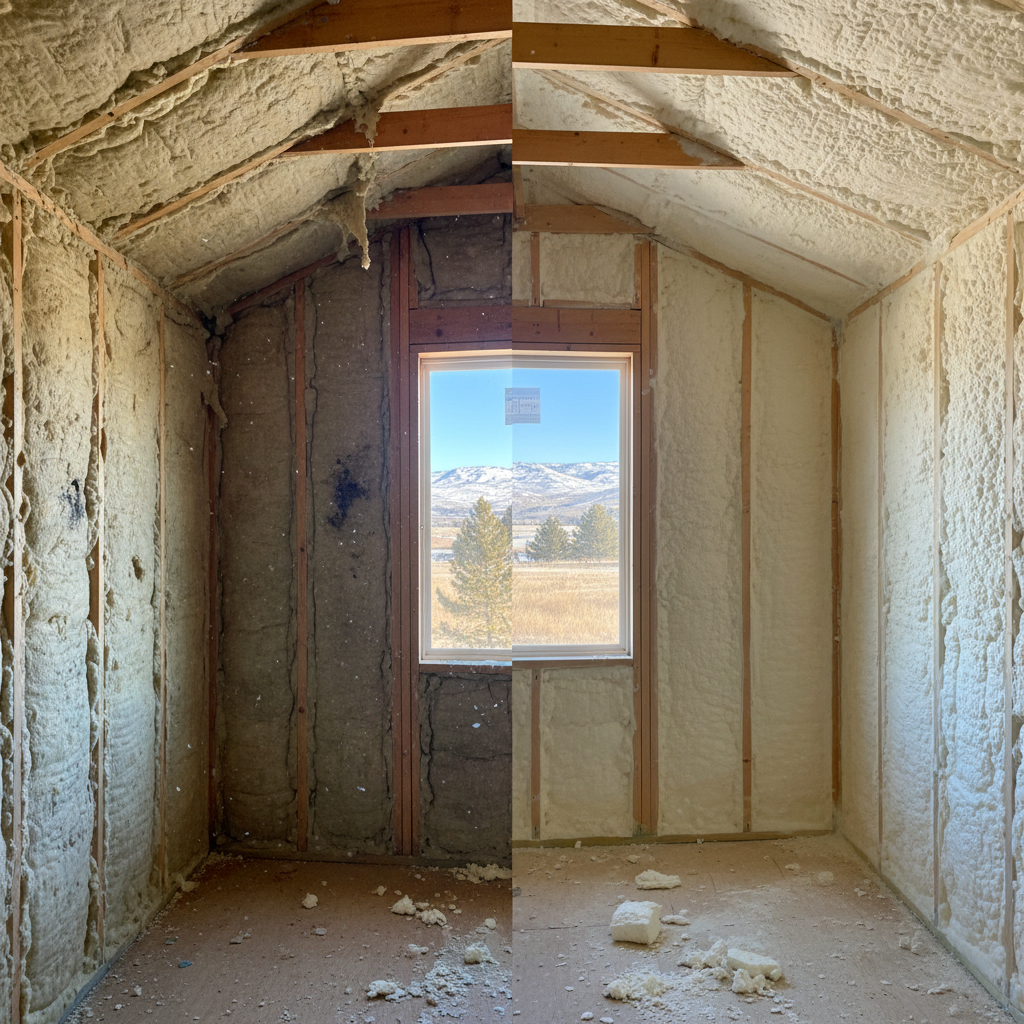 Completed open cell spray foam work at a residential property in Meridian, ID