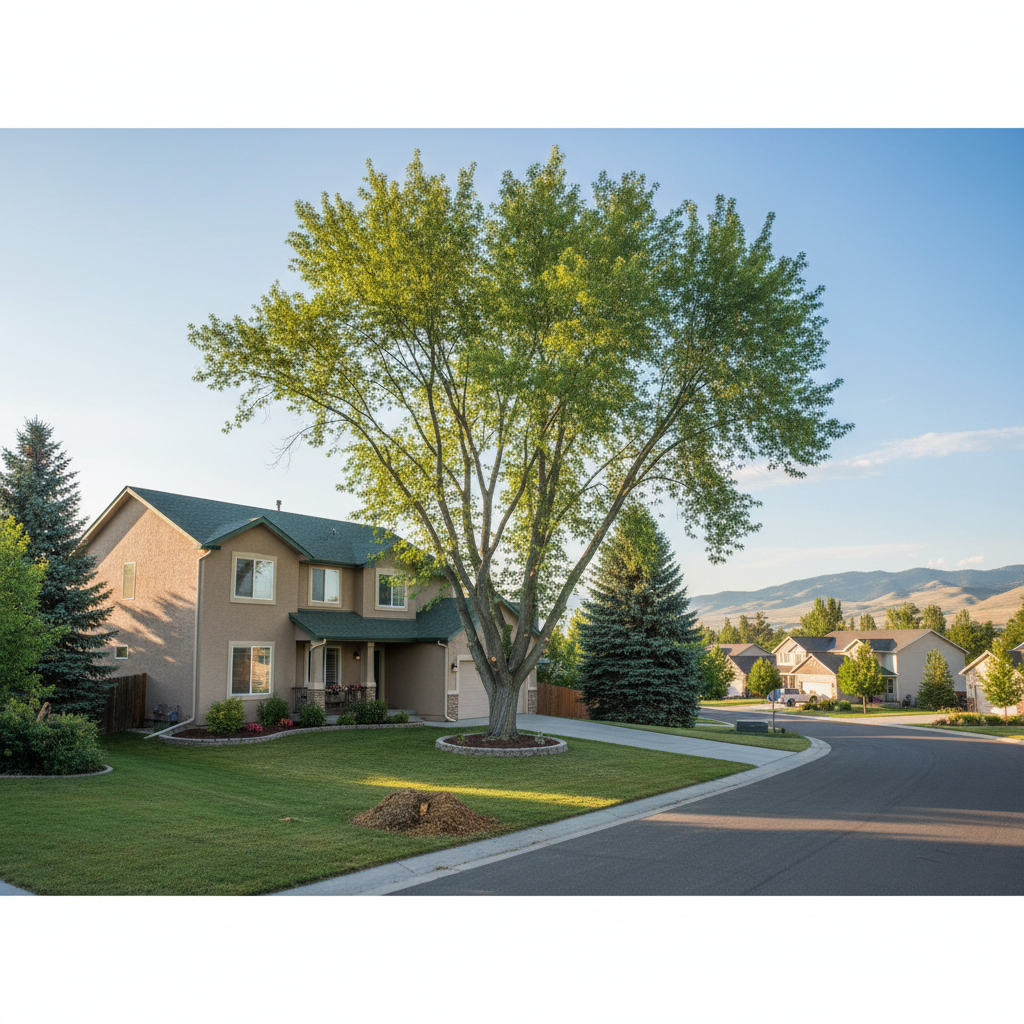 Completed tree pruning work at a residential property in Meridian, ID
