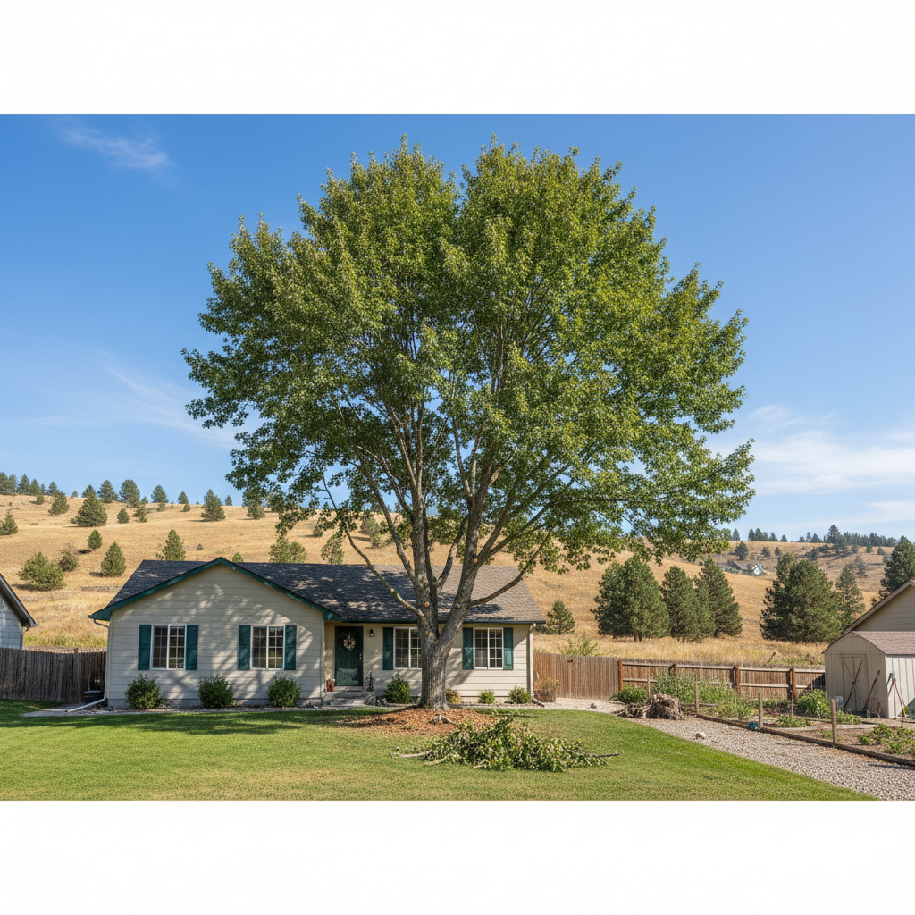 Completed tree pruning work at a residential property in Meridian, ID