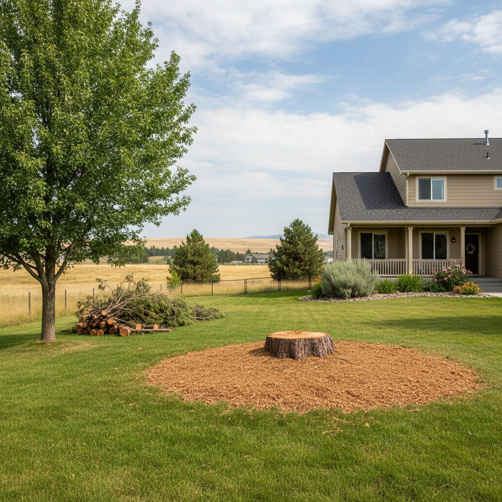 Completed tree removal work at a residential property in Meridian, ID
