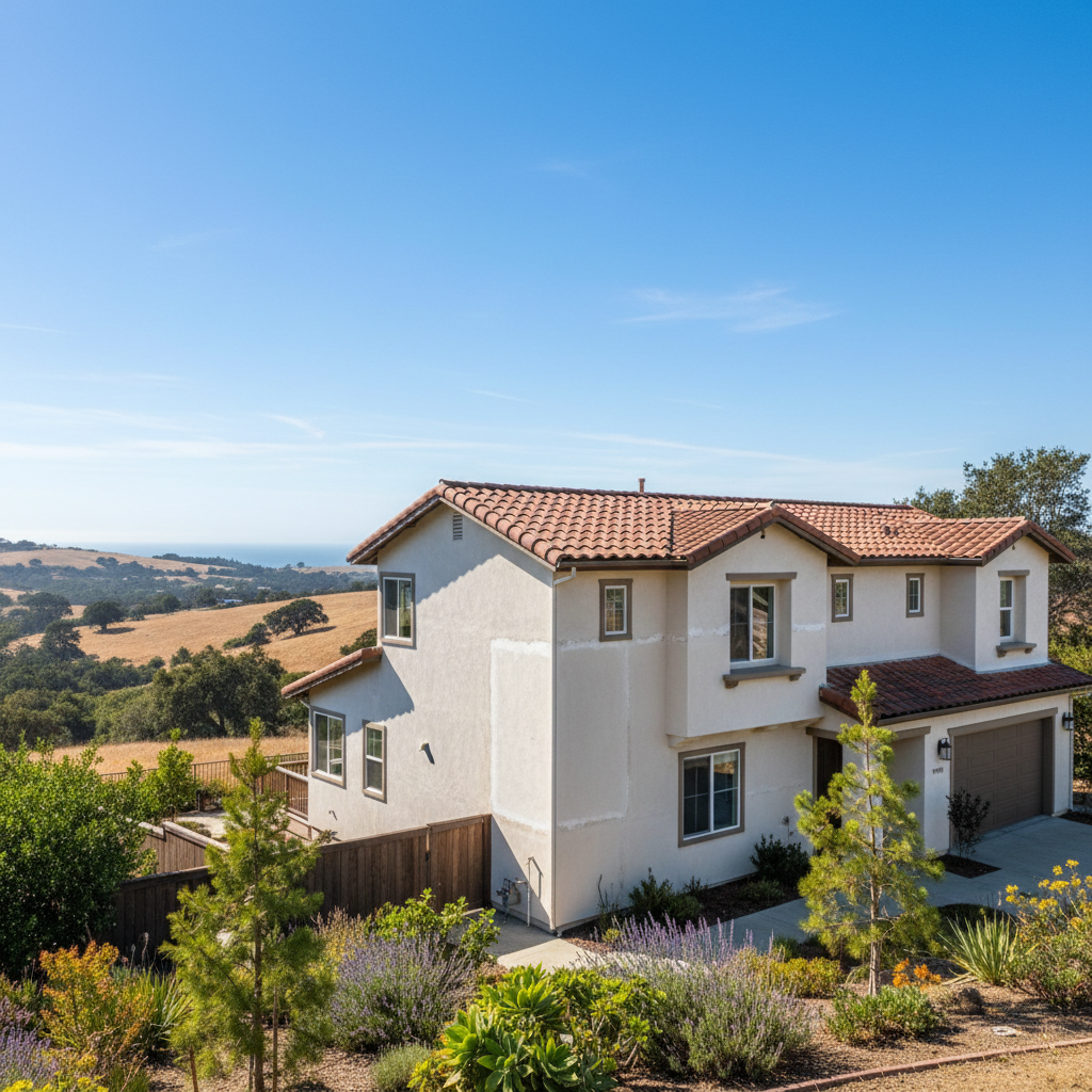 Completed stucco repair work at a residential property in Monterey, CA