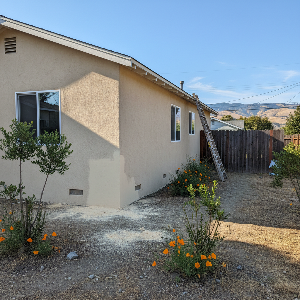 Completed stucco repair work at a residential property in Oakland, CA