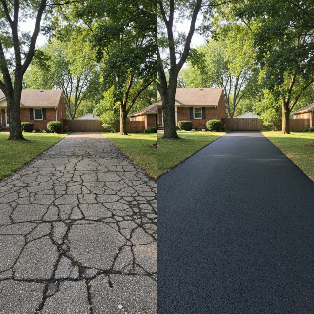 Completed residential asphalt work at a residential property in Franklin Park, IL