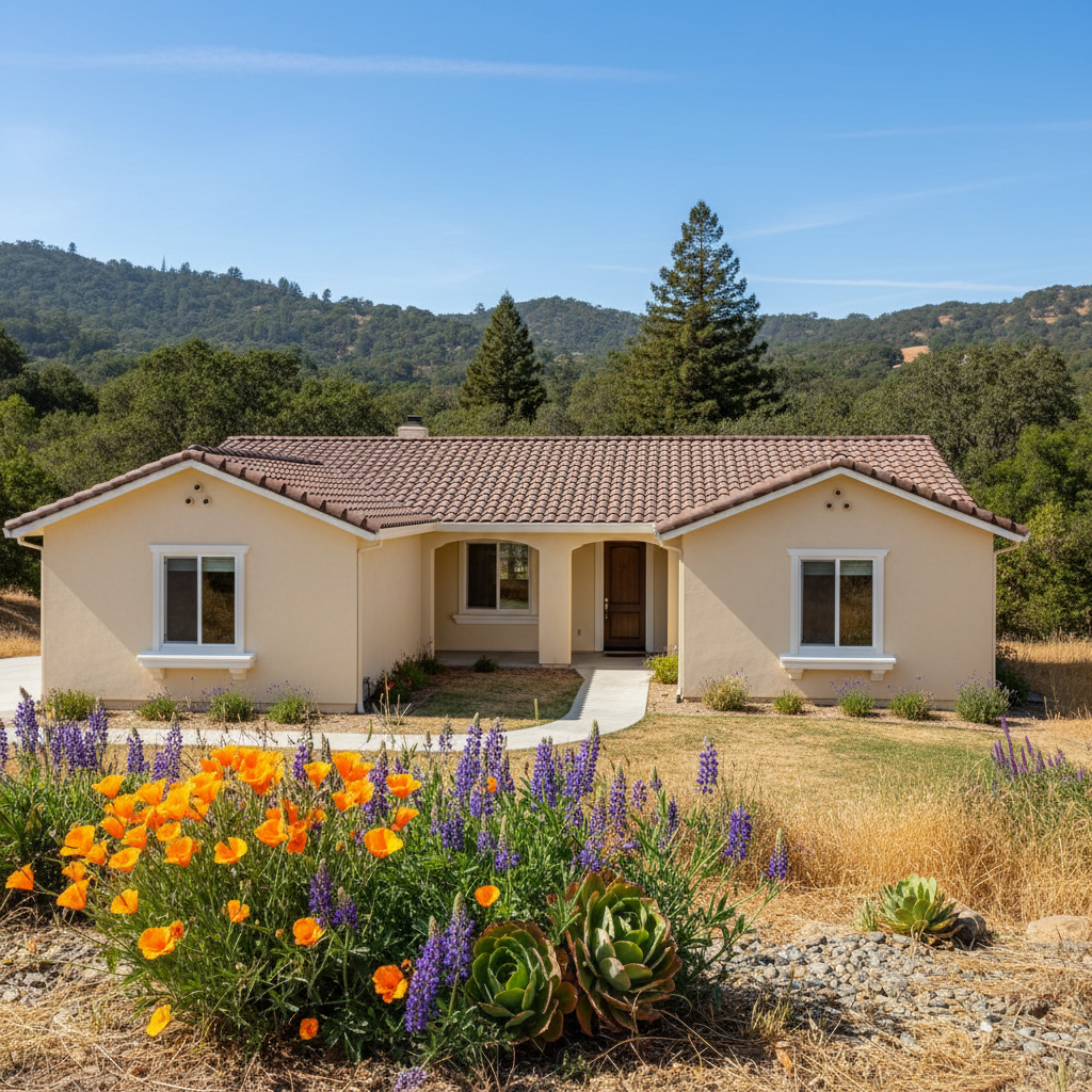 Completed stucco painting work at a residential property in Scotts Valley, CA