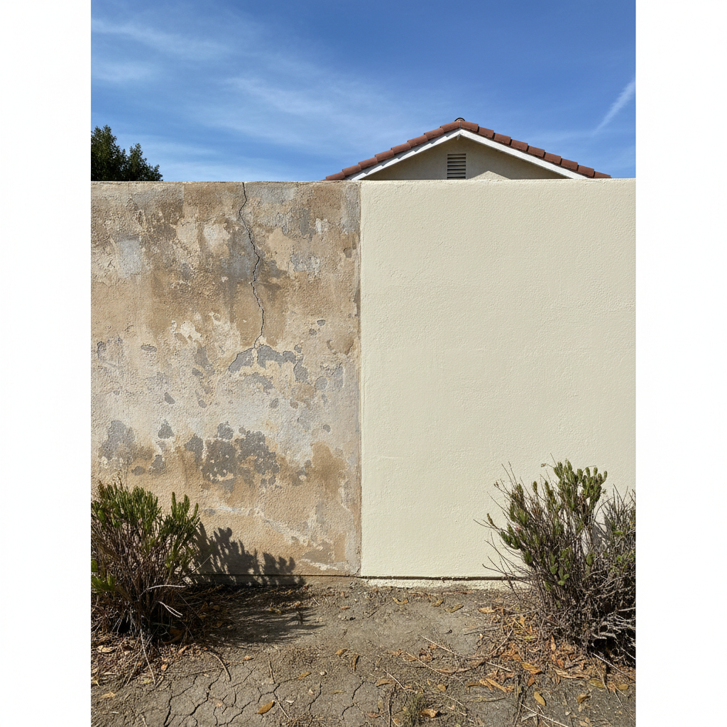 Completed stucco painting work at a residential property in Hayward, CA