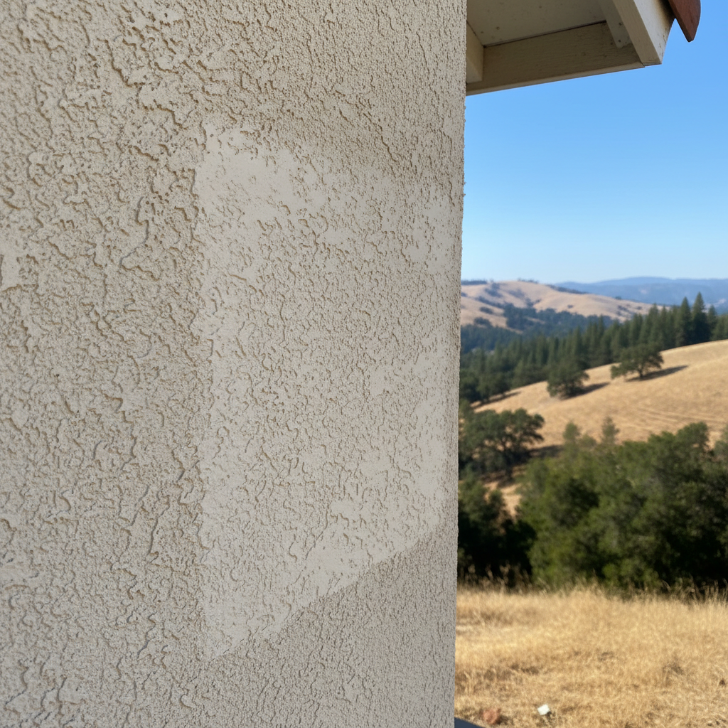 Completed stucco repair work at a residential property in Portola Valley, CA